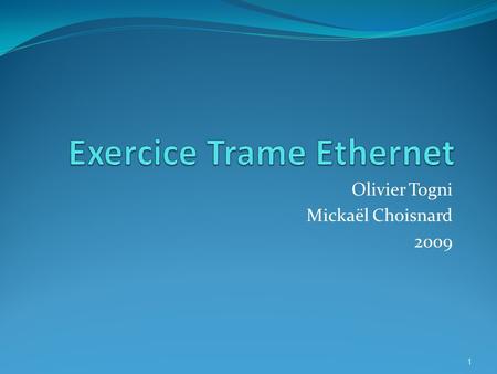 Exercice Trame Ethernet