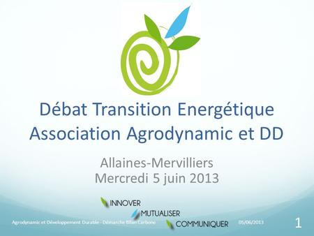 Débat Transition Energétique Association Agrodynamic et DD