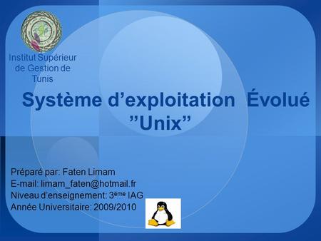 Système d’exploitation Évolué ”Unix”