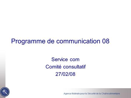 Programme de communication 08