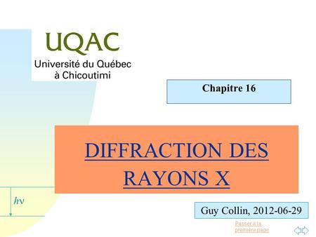 DIFFRACTION DES RAYONS X
