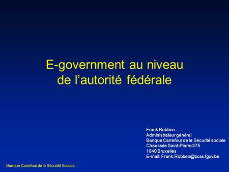 E-government au niveau de l’autorité fédérale