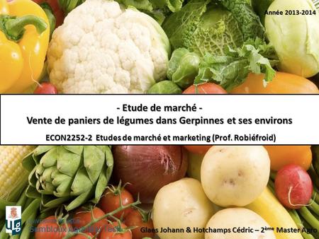 Année 2013-2014 - Etude de marché - Vente de paniers de légumes dans Gerpinnes et ses environs d ECON2252-2  Etudes de marché et marketing (Prof. Robiéfroid)