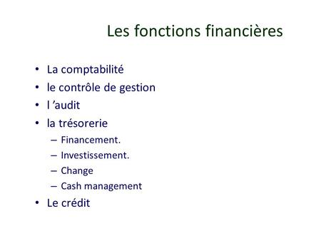 Les fonctions financières