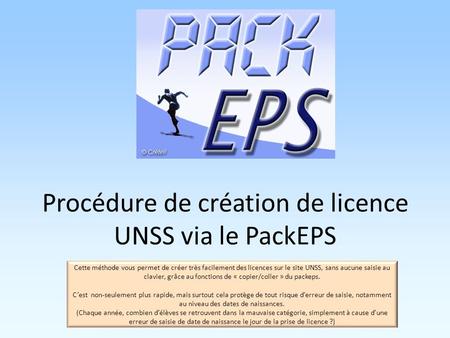 Procédure de création de licence UNSS via le PackEPS