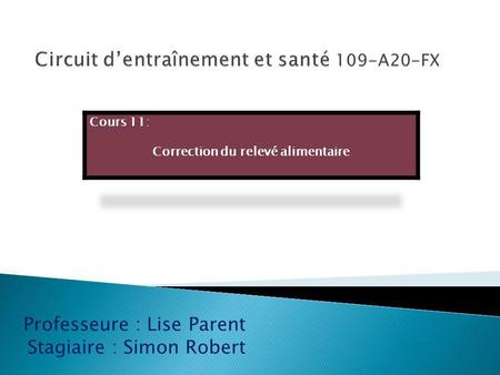 Professeure : Lise Parent Stagiaire : Simon Robert.