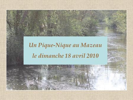 Un Pique-Nique au Mazeau le dimanche 18 avril 2010.