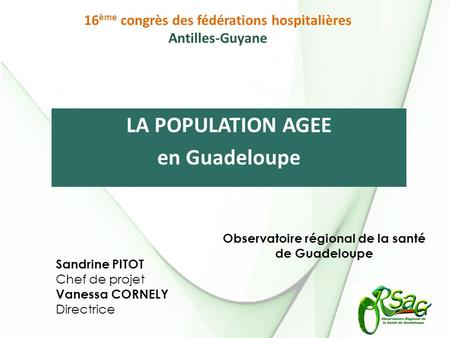 LA POPULATION AGEE en Guadeloupe