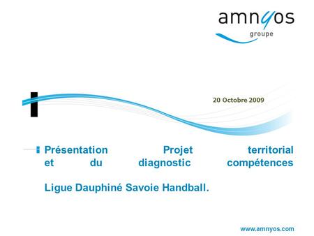 20 Octobre 2009 Présentation Projet territorial et du diagnostic compétences Ligue Dauphiné Savoie Handball. www.amnyos.com.