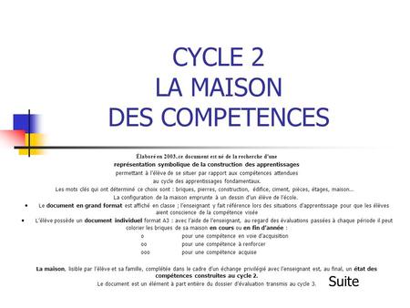 CYCLE 2 LA MAISON DES COMPETENCES