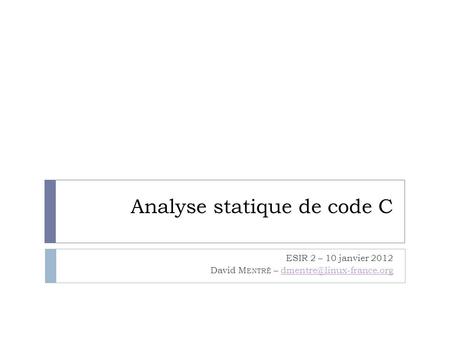 Analyse statique de code C