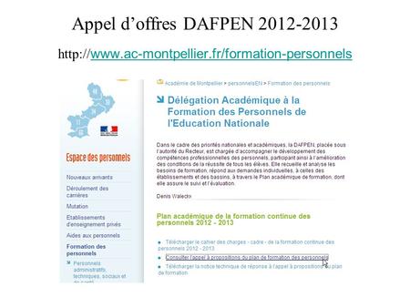 Appel d’offres DAFPEN ac-montpellier