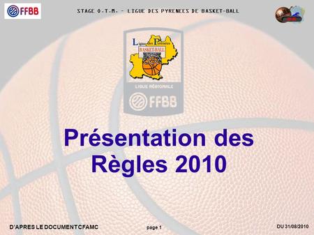 Présentation des Règles 2010.