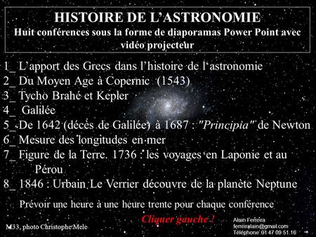 HISTOIRE DE L’ASTRONOMIE