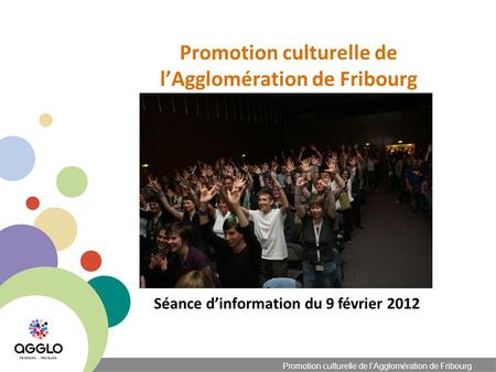 Promotion culturelle de lAgglomération de Fribourg Séance dinformation du 9 février 2012.