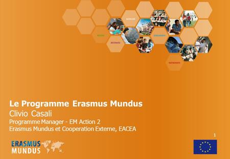 Le Programme Erasmus Mundus Clivio Casali Programme Manager - EM Action 2 Erasmus Mundus et Cooperation Externe, EACEA.