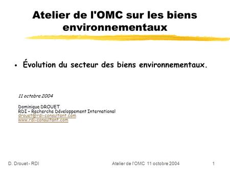 Atelier de l'OMC sur les biens environnementaux
