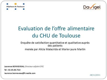 Evaluation de l’offre alimentaire du CHU de Toulouse