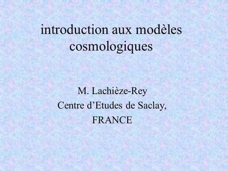 introduction aux modèles cosmologiques