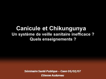 Séminaire Santé Publique – Caen 05/02/07 Etienne Audureau