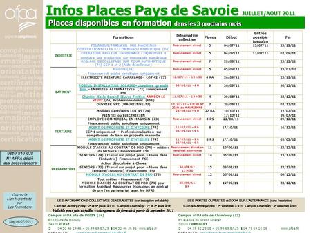 Infos Places Pays de Savoie JUILLET/AOUT 2011