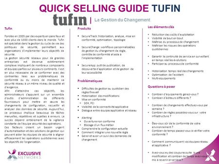 QUICK SELLING GUIDE TUFIN