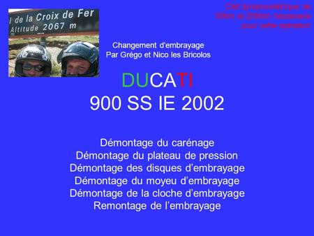 DUCATI 900 SS IE 2002 Démontage du carénage