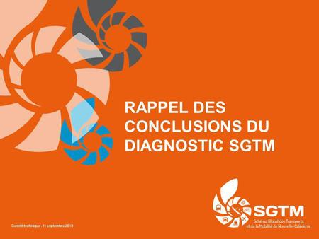 RAPPEL DES CONCLUSIONS DU DIAGNOSTIC SGTM Comité technique - 11 septembre 2013.