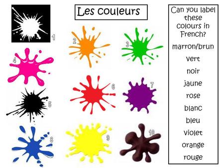 Can you label these colours in French?