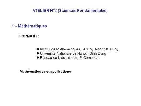 ATELIER N°2 (Sciences Fondamentales)