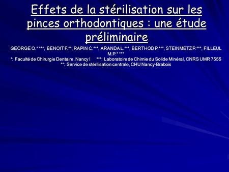 **: Service de stérilisation centrale, CHU Nancy-Brabois