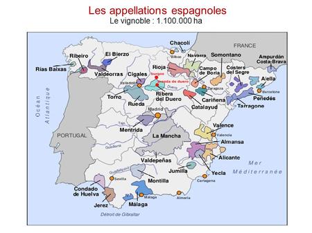Les appellations espagnoles Le vignoble : ha