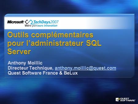 Outils complémentaires pour l’administrateur SQL Server
