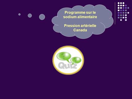 Programme sur le sodium alimentaire Pression artérielle Canada