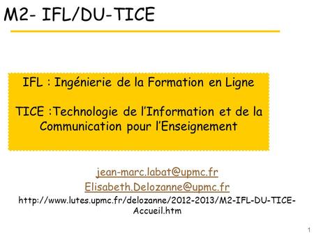 IFL : Ingénierie de la Formation en Ligne