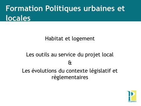 Formation Politiques urbaines et locales