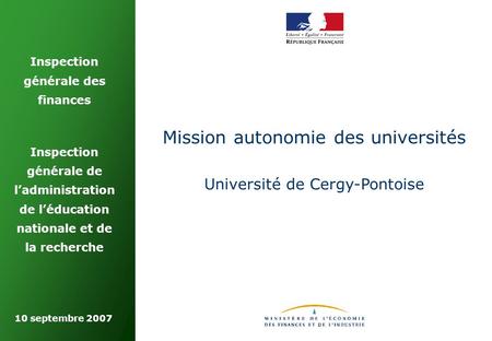 Mission autonomie des universités Université de Cergy-Pontoise