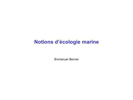 Notions d’écologie marine