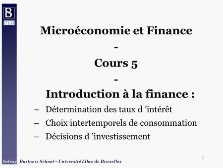 Microéconomie et Finance - Introduction à la finance :