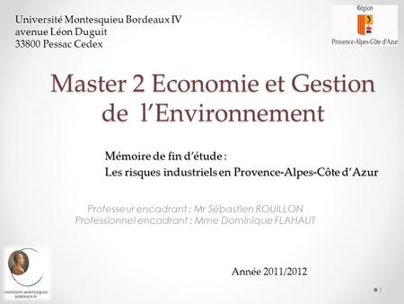 Master 2 Economie et Gestion de l’Environnement