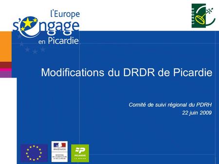 Modifications du DRDR de Picardie Comité de suivi régional du PDRH 22 juin 2009.