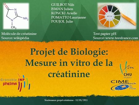 Projet de Biologie: Mesure in vitro de la créatinine