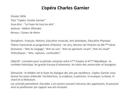 L’opéra Charles Garnier