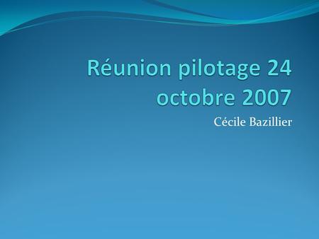 Réunion pilotage 24 octobre 2007