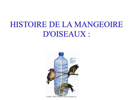 HISTOIRE DE LA MANGEOIRE D'OISEAUX :