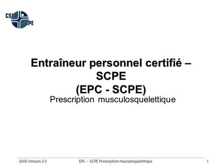 Entraîneur personnel certifié – SCPE (EPC - SCPE)