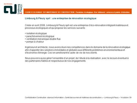 Limbourg & Fleury sprl : une entreprise de rénovation écologique