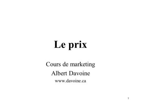 Cours de marketing Albert Davoine