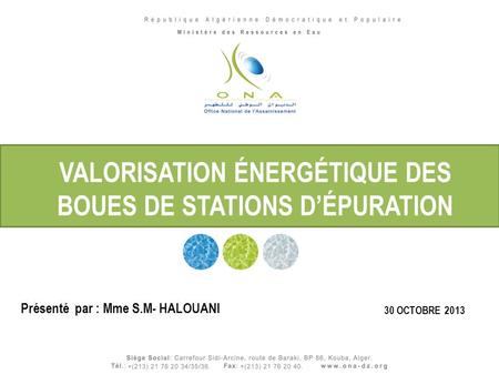VALORISATION ÉNERGÉTIQUE DES BOUES DE STATIONS D’ÉPURATION