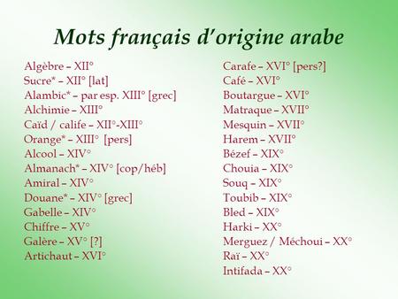 Mots français d’origine arabe